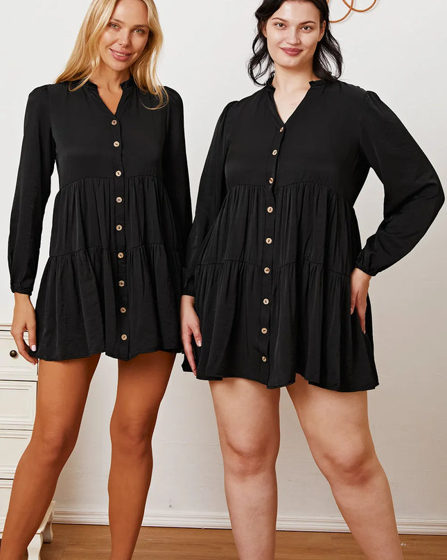 Ruffled Button Up Long Sleeve Tiered Shirt