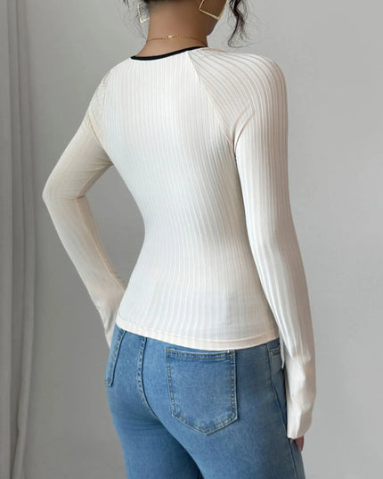 Contrast Trim Long Sleeve T-Shirt