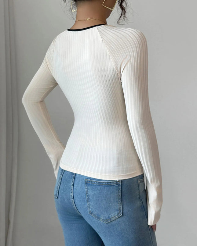 Contrast Trim Long Sleeve T-Shirt