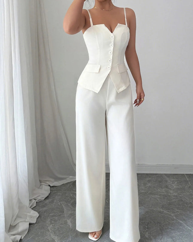 Button Front Cami and Pants Set