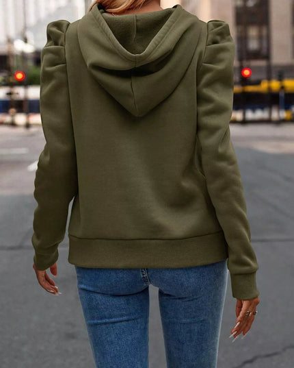 Puff Sleeve Hoodie with Drawstring