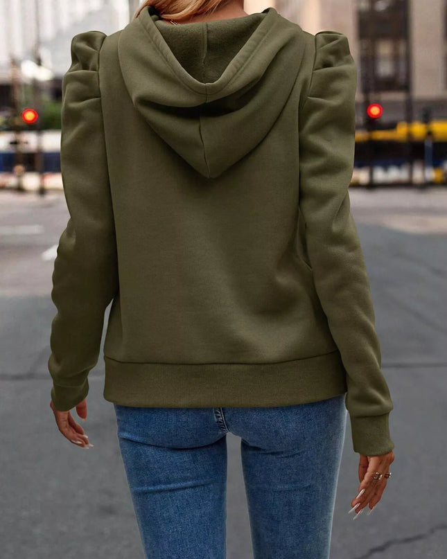 Puff Sleeve Hoodie with Drawstring