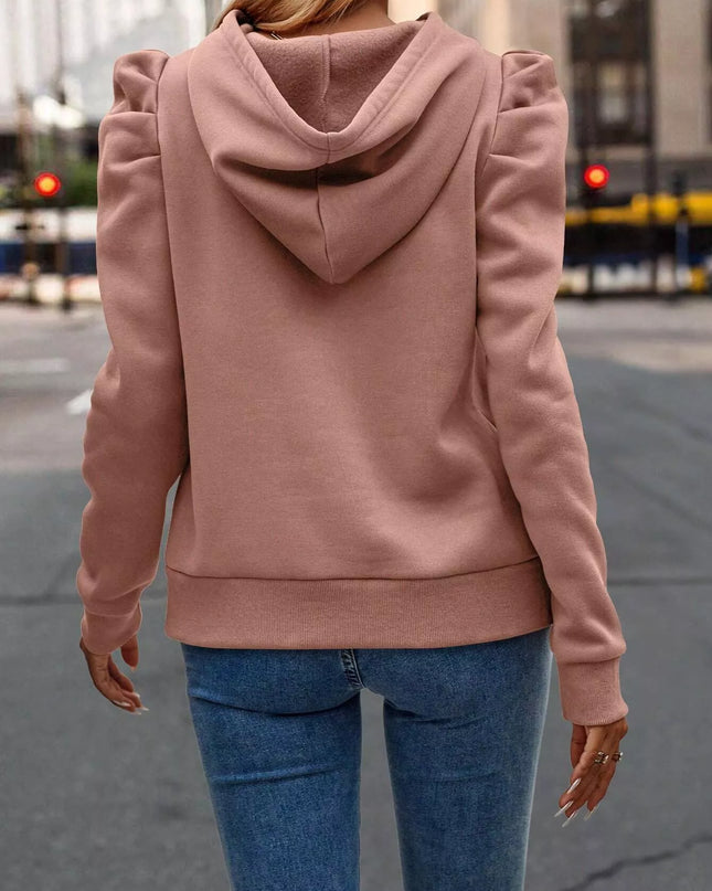Puff Sleeve Hoodie with Drawstring