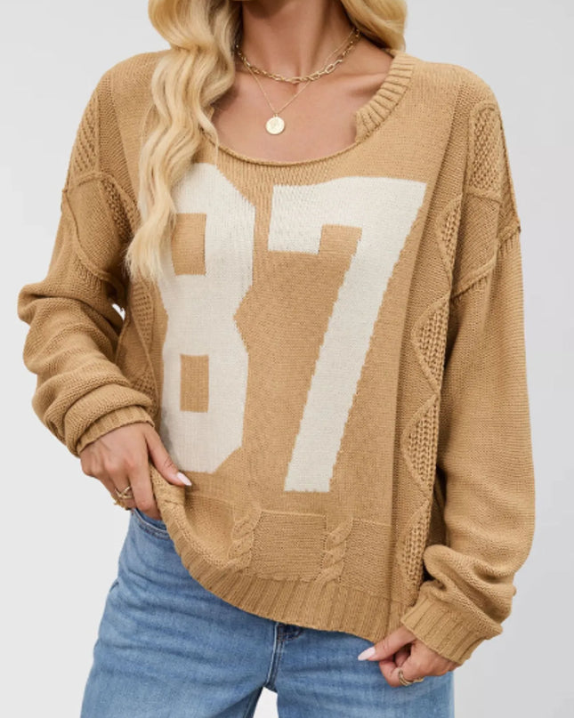 Number 81 Oversized Cable Knit Sweater