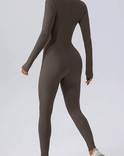 Half Zip Mock Neck Active Jumpsuit 