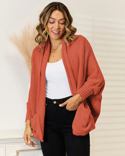 Angel Wings Open Front  Cardigan with Pockets 