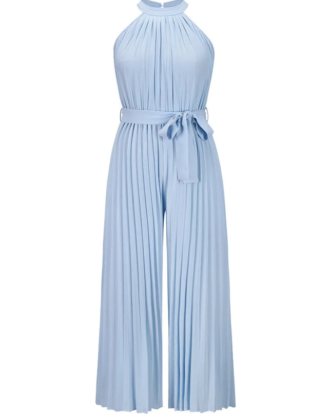 Cutout Tied Pleated Sleeveless Jumpsuit
