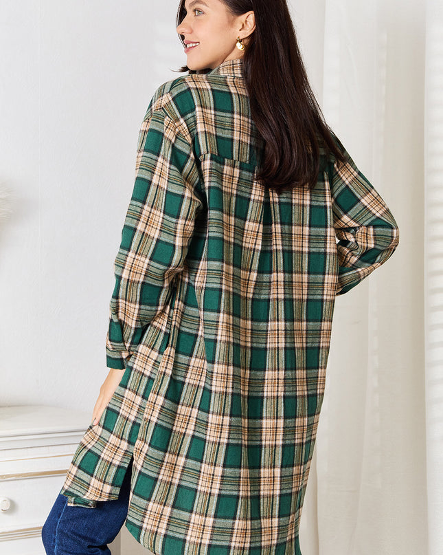 Mandy Plaid Collared Neck Long Sleeve Shirt