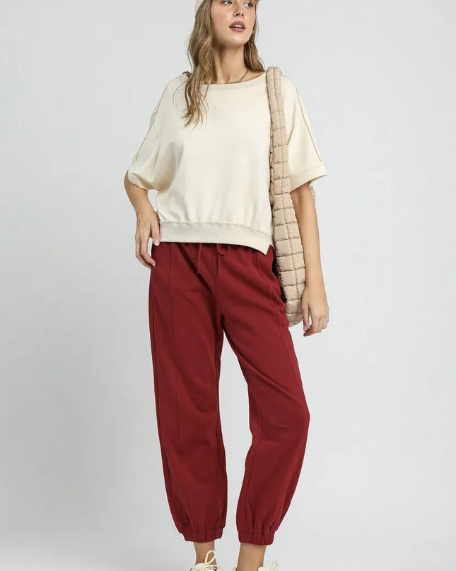 Umgee Fleece Jogger Pants with Drawstring