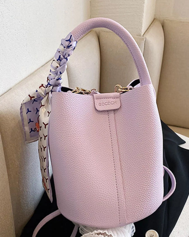 Bucket Crossbody Bag with Scarf Accent