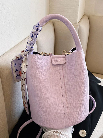 Bucket Crossbody Bag with Scarf Accent