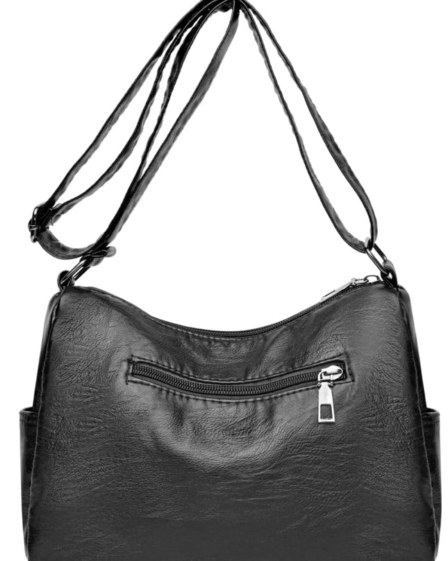 Multi-Pocket PU Leather Crossbody Bag