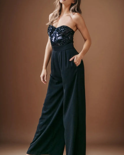 Sequin Tube Wide Leg Jumpsuit 