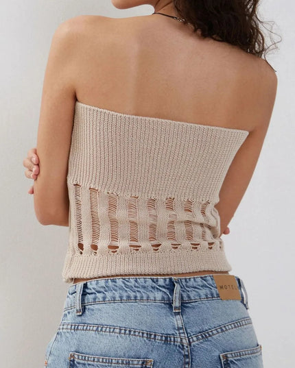Openwork Knit Tube Top