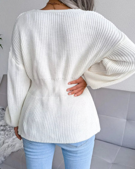 V-Neck Dropped Shoulder Sweater