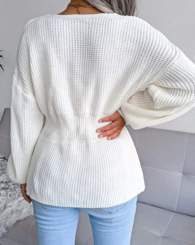 V-Neck Dropped Shoulder Sweater