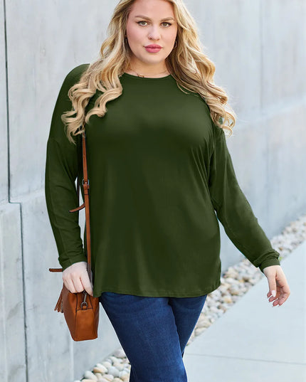 Basic Bae Full Size Round Neck Dropped Shoulder T-Shirt