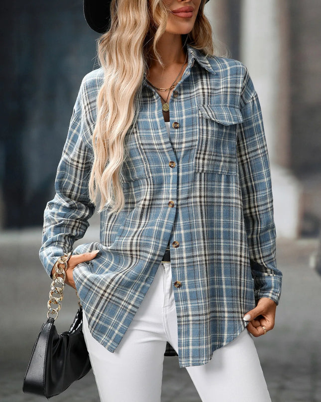 Oversized Plaid Button-Up Shirt