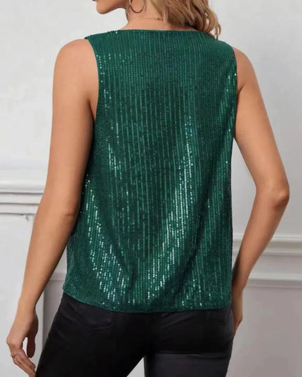 Sequin Cowl Neck Tank