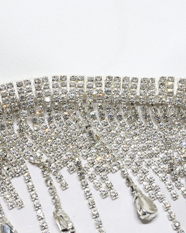 Rhinestone Tassel Hem Bodycon Dress