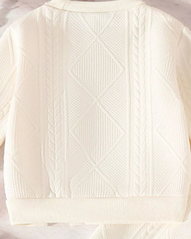 Children's Flower Textured Top and Pants Set