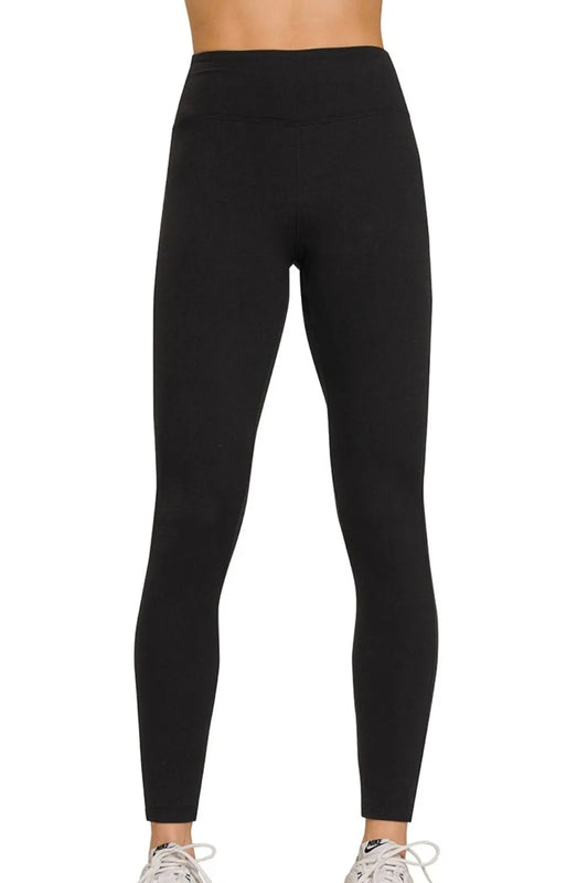 Zenana Microfiber Waistband Leggings BLACK