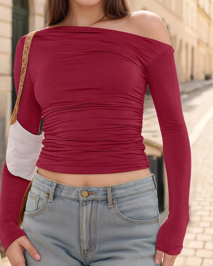 Ruffled Single Shoulder T-Shirt