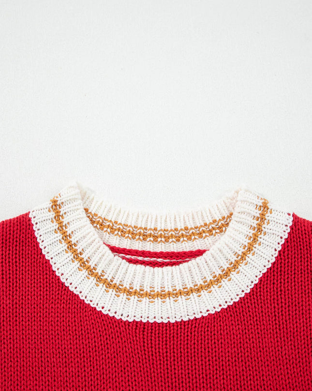 MERRY Contrast Edge Drop Shoulder Christmas Sweater