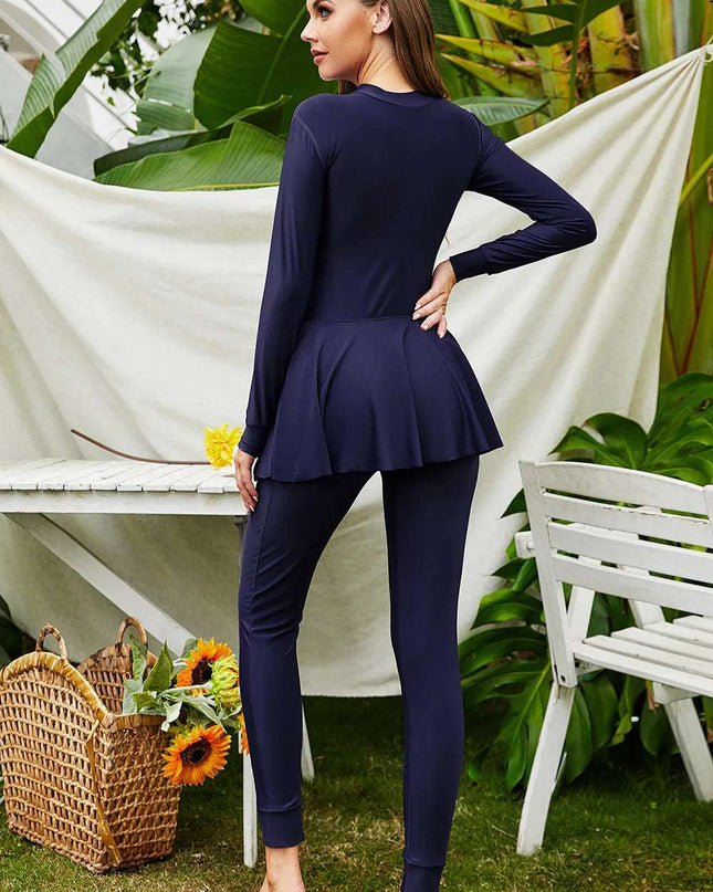 Mock Neck Long Sleeve One-Piece Swimwear