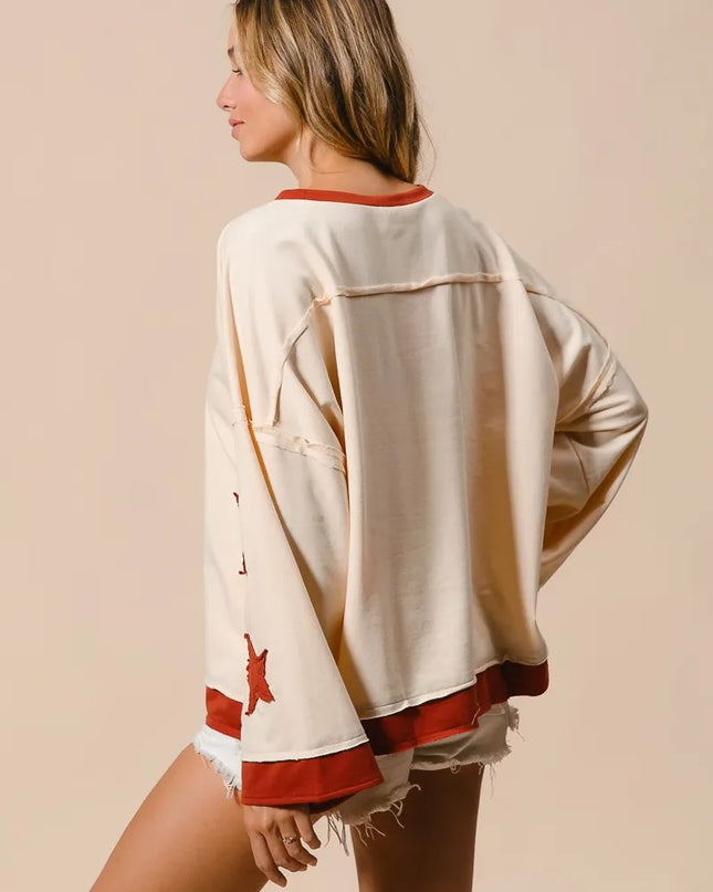 BiBi French Terry Top With Patch Detail Sweatshirt