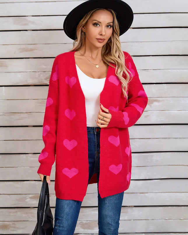 Angel Wings Heart Open Front Long Sleeve Cardigan
