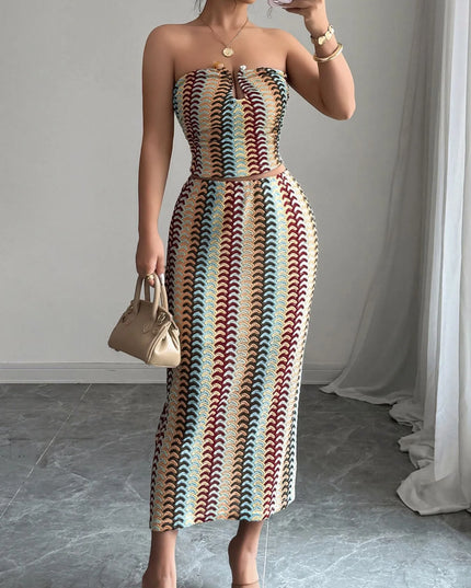 Printed Tube Top and Skirts Set