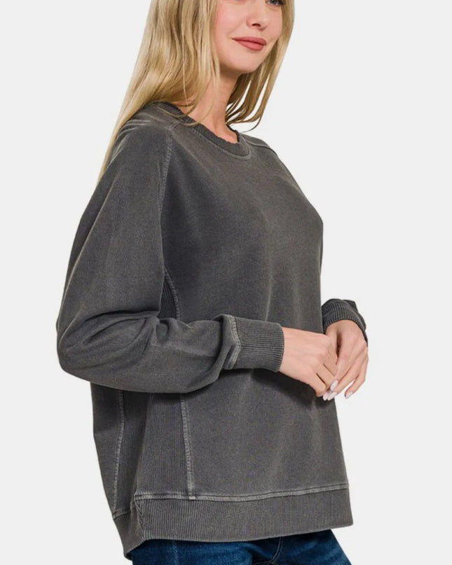 Zenana Full Size Pigment Dyed French Terry Sweatshirt