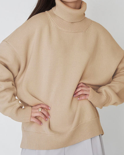 Turtle Neck Dropped Shoulder Sweater