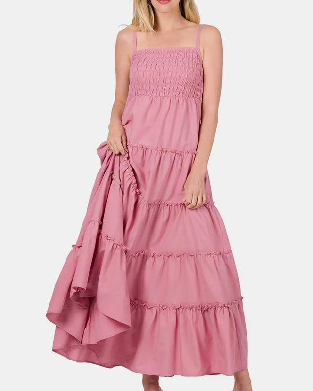Zenana Woven Smocked Tiered Cami Maxi Dress LTROSE