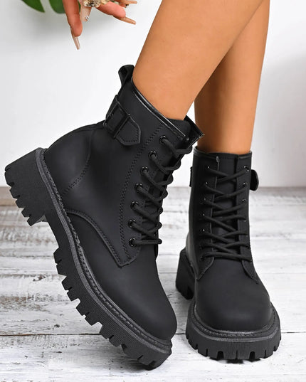 Lace Up Platform Boots Black