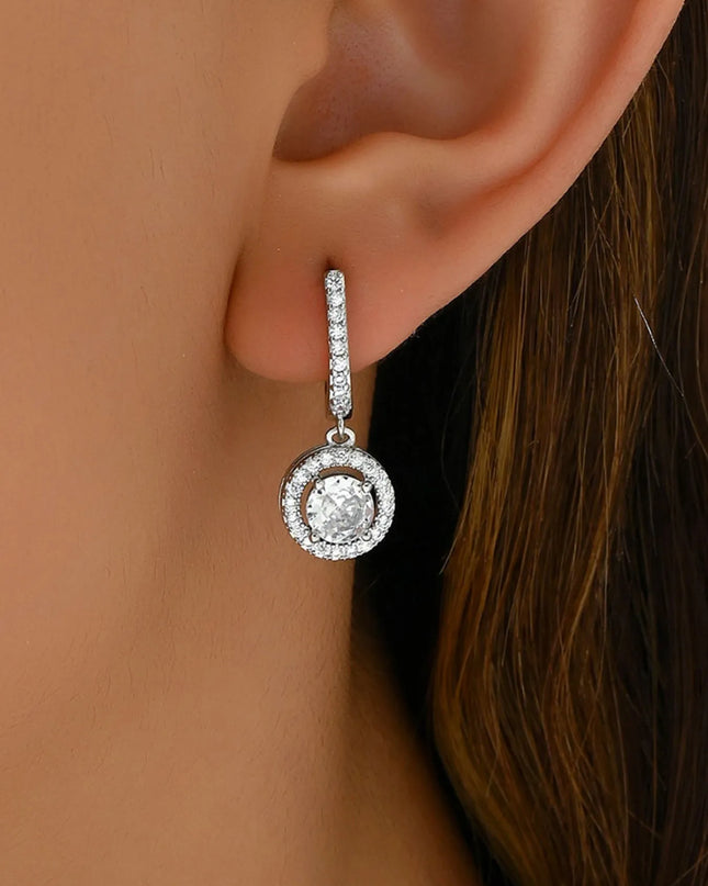 Stainless Steel Zircon Drop Earrings