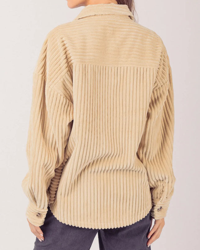 Button Up Long Sleeve Corduroy Jacket
