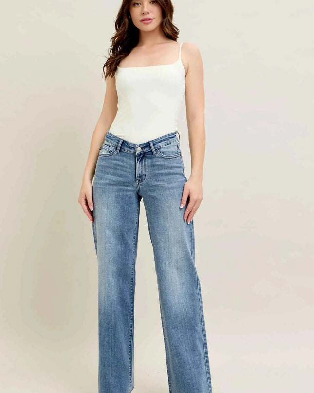 Judy Blue Full Size V - Front Baggy Jeans Plus Size