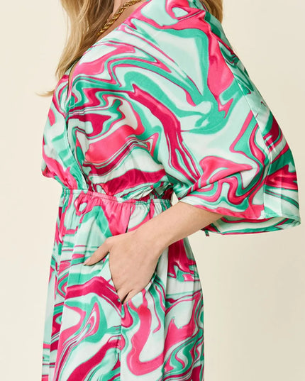 Double Take Full Size Half Sleeve Wide Leg Jumpsuit