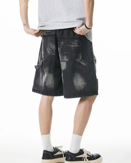 Men's Plus Size Distressed Cargo Denim Shorts