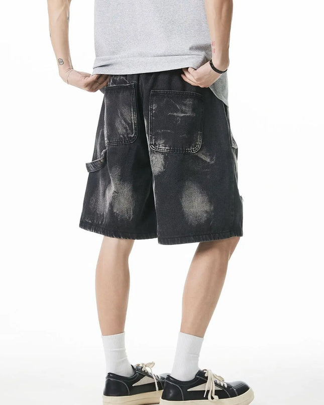 Men's Plus Size Distressed Cargo Denim Shorts