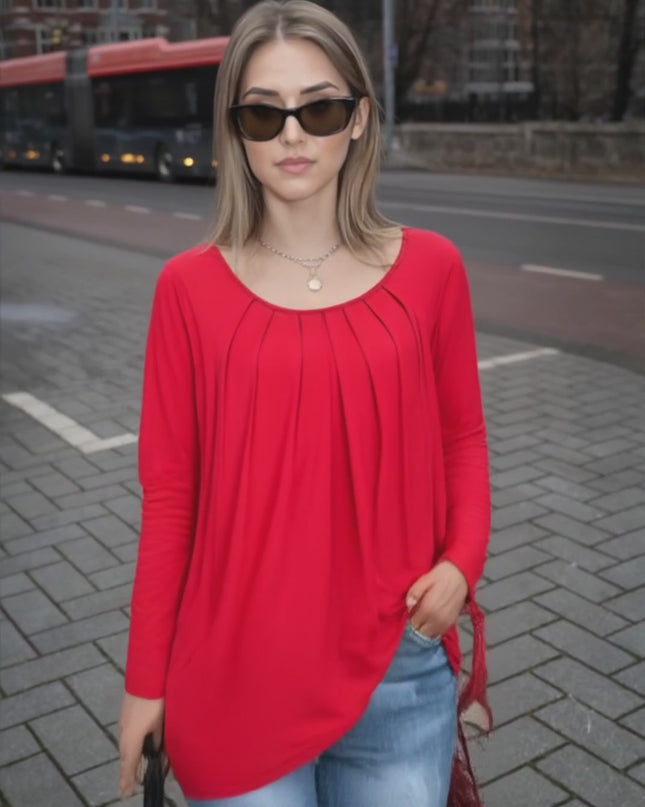 Women's Elegant Long Sleeve Blouse - Non-See-Through Wrinkle-Resistance Top
